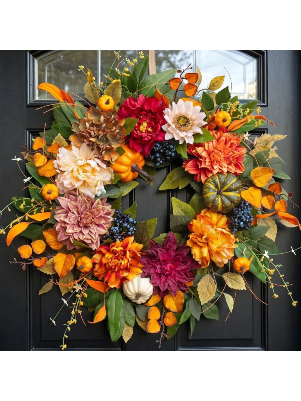 24-Inch Rustic Autumn Wreath for Front Door | Fall Harvest Decor Accent